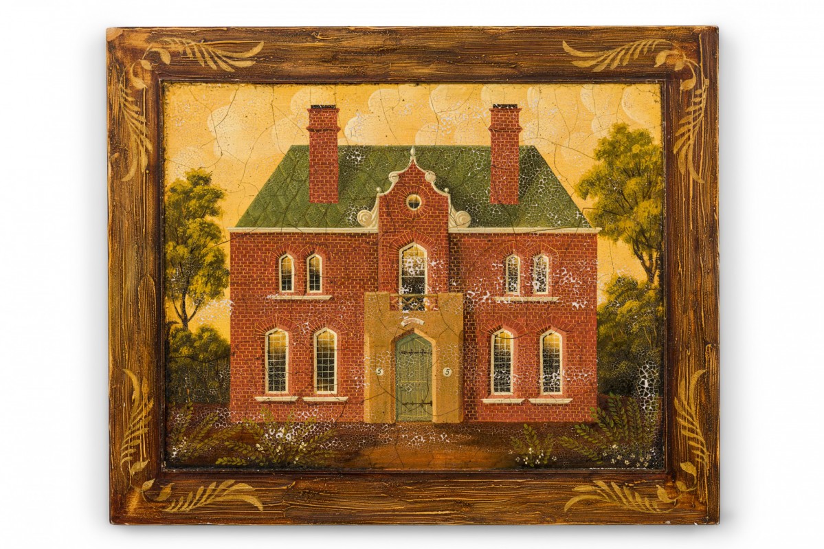 English country brick house acrylic painting b