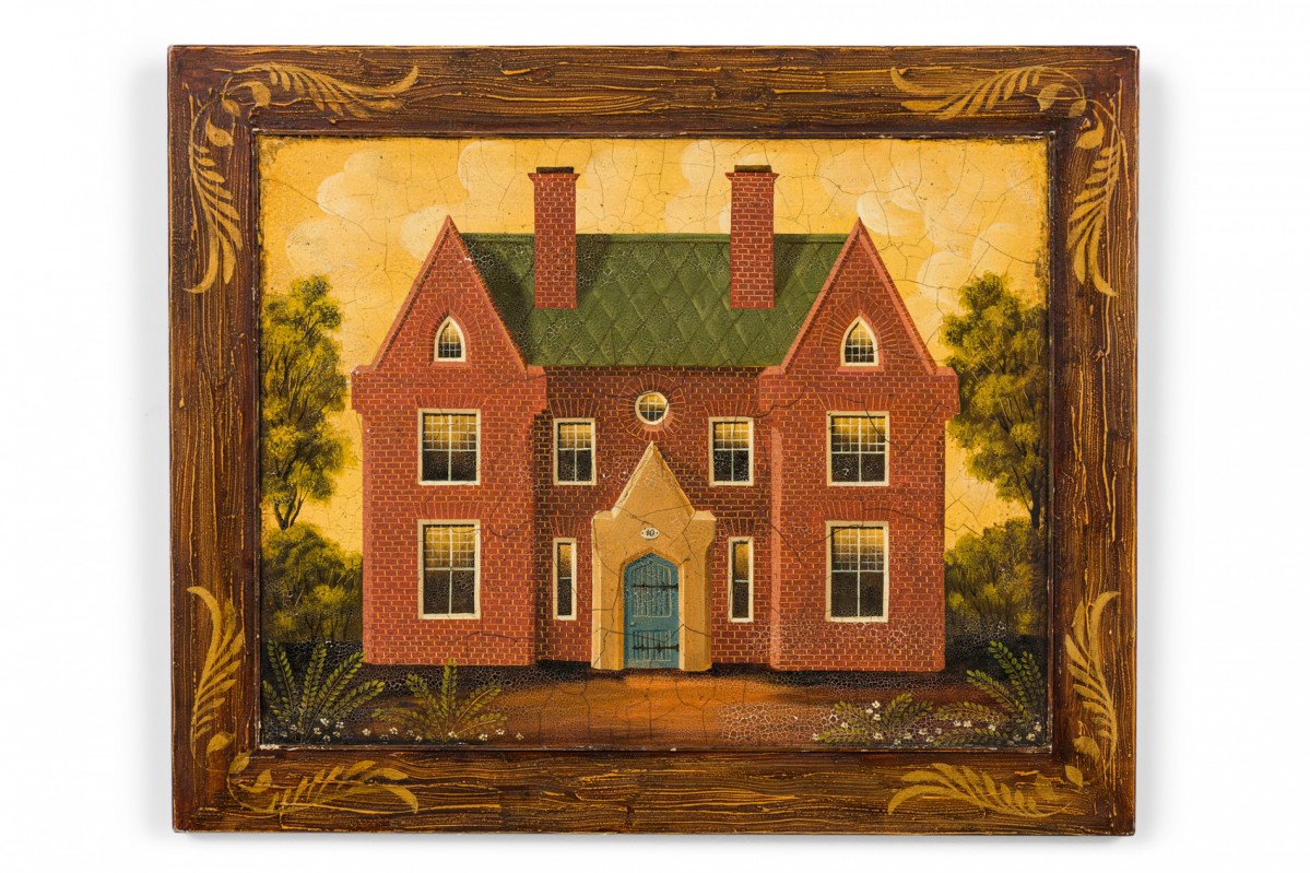 English country brick house acrylic painting d