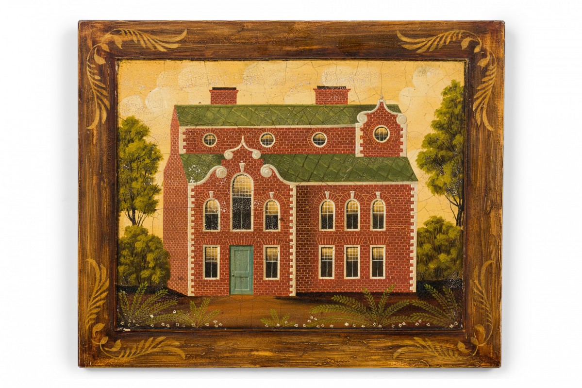 English country brick house acrylic painting e