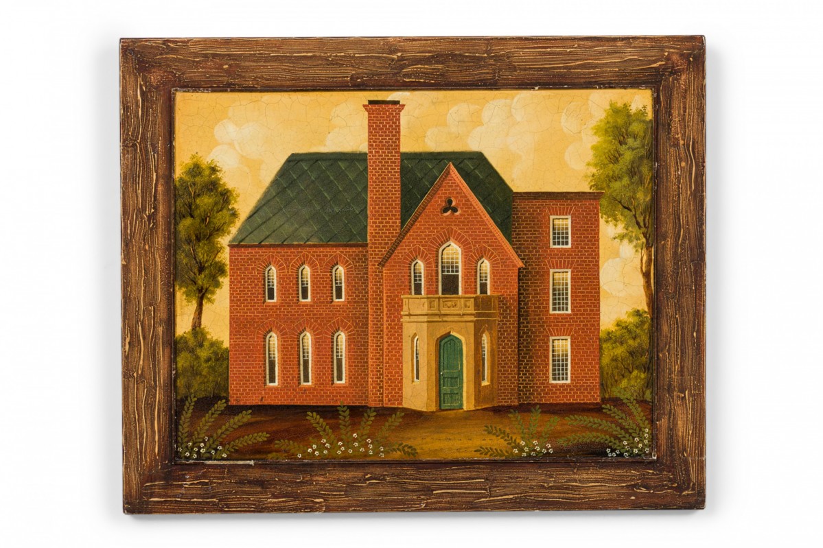 English country brick house acrylic painting g