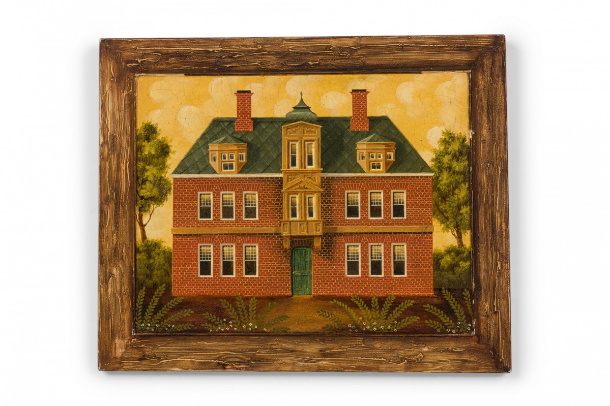 English country brick house acrylic painting h