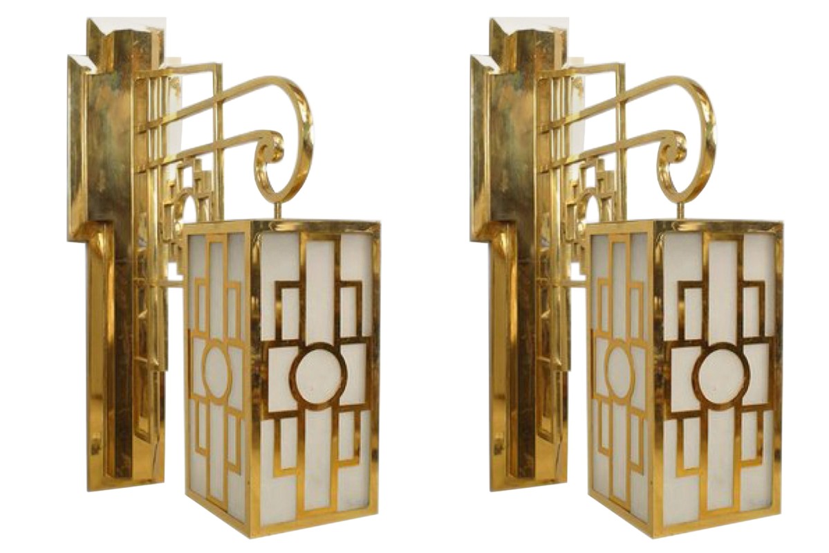 Lighting sconces mid century french brass 057863