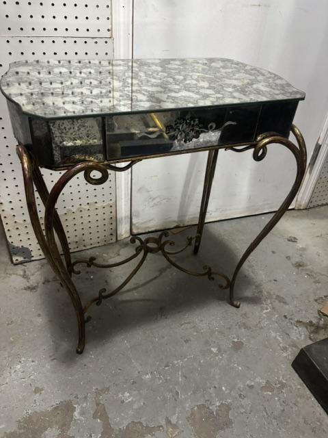 French rectangular mirrored end table 1