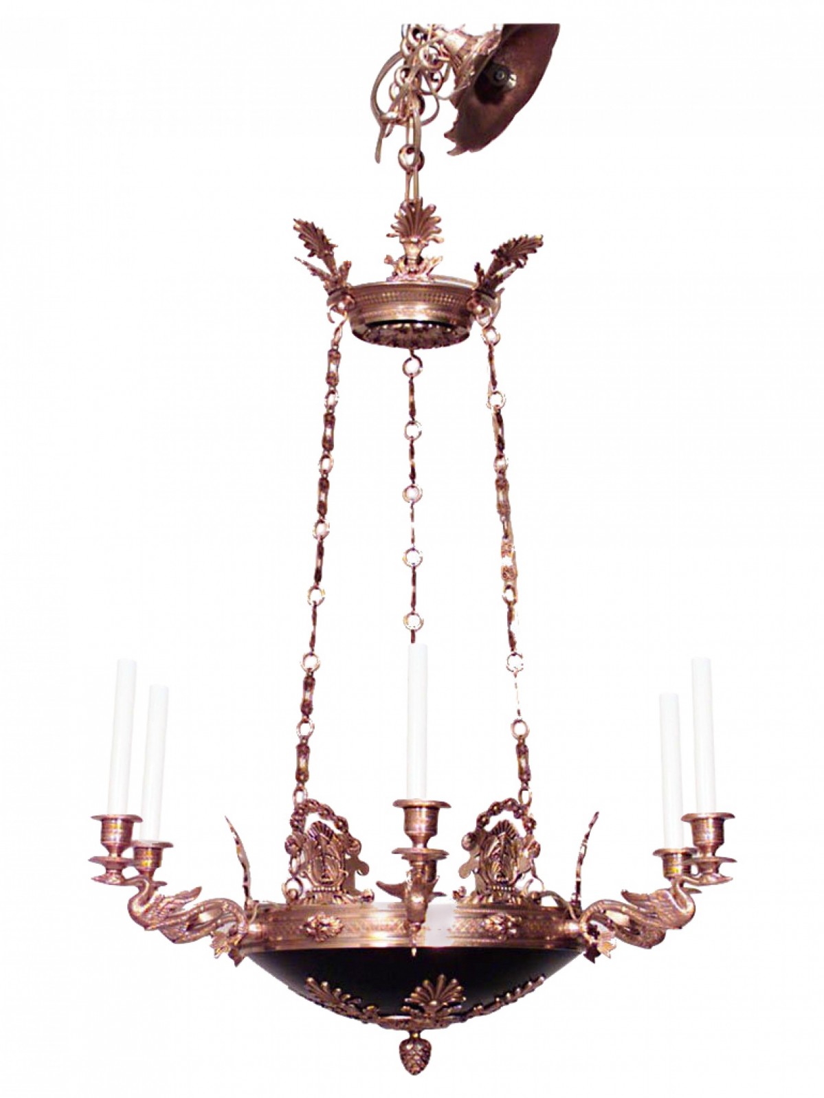 French empire ebonized and bronze dore chandelier