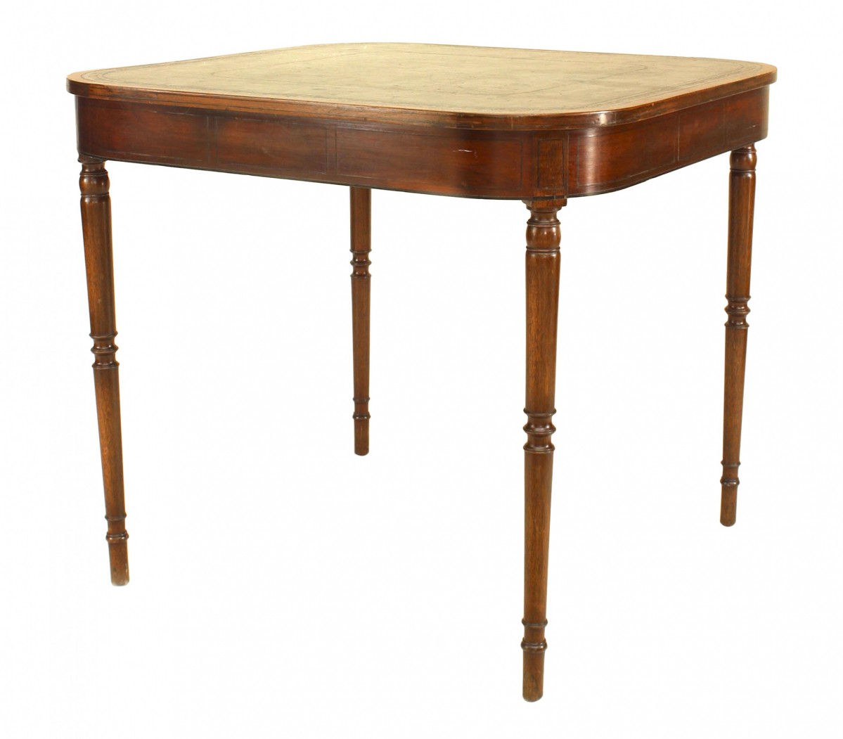 English sheraton mahogany game table 1