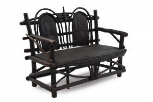 American rustic adirondack bark loveseat