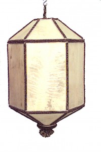 French mid century parchment hanging lantern 1