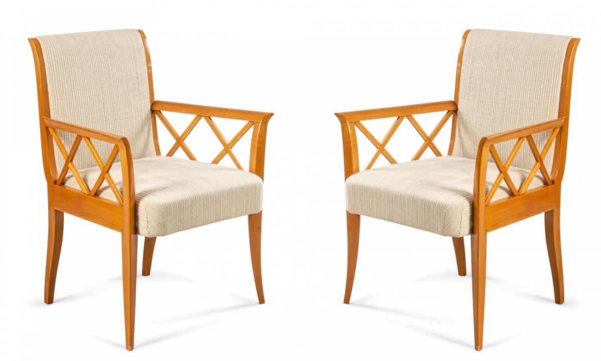 French maple lattice arm chairs 1