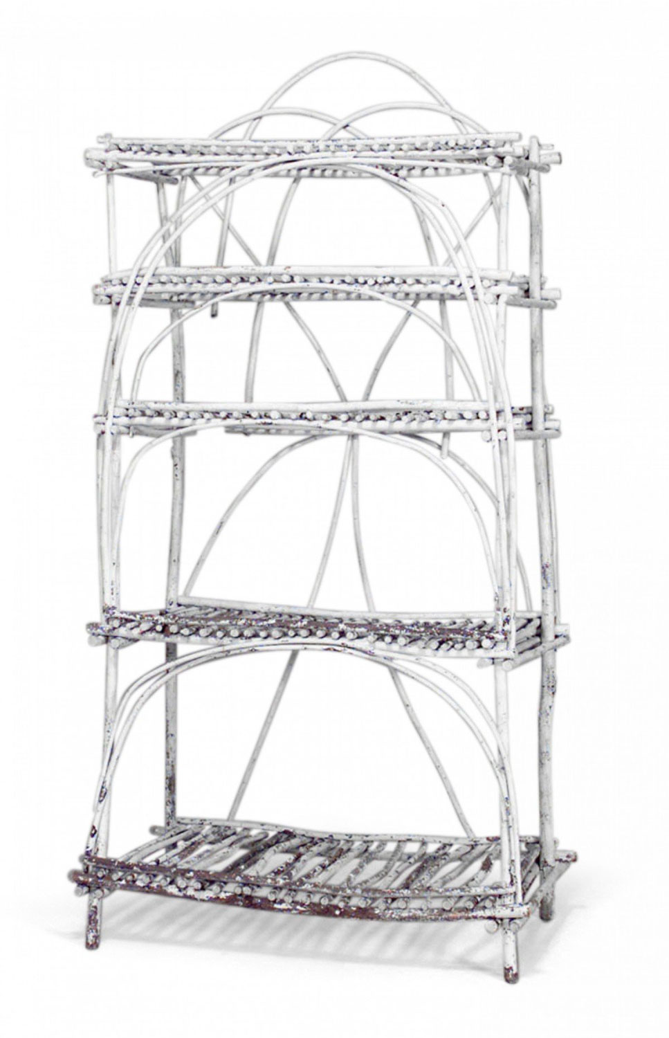 Rustic adirondack white painted etagere