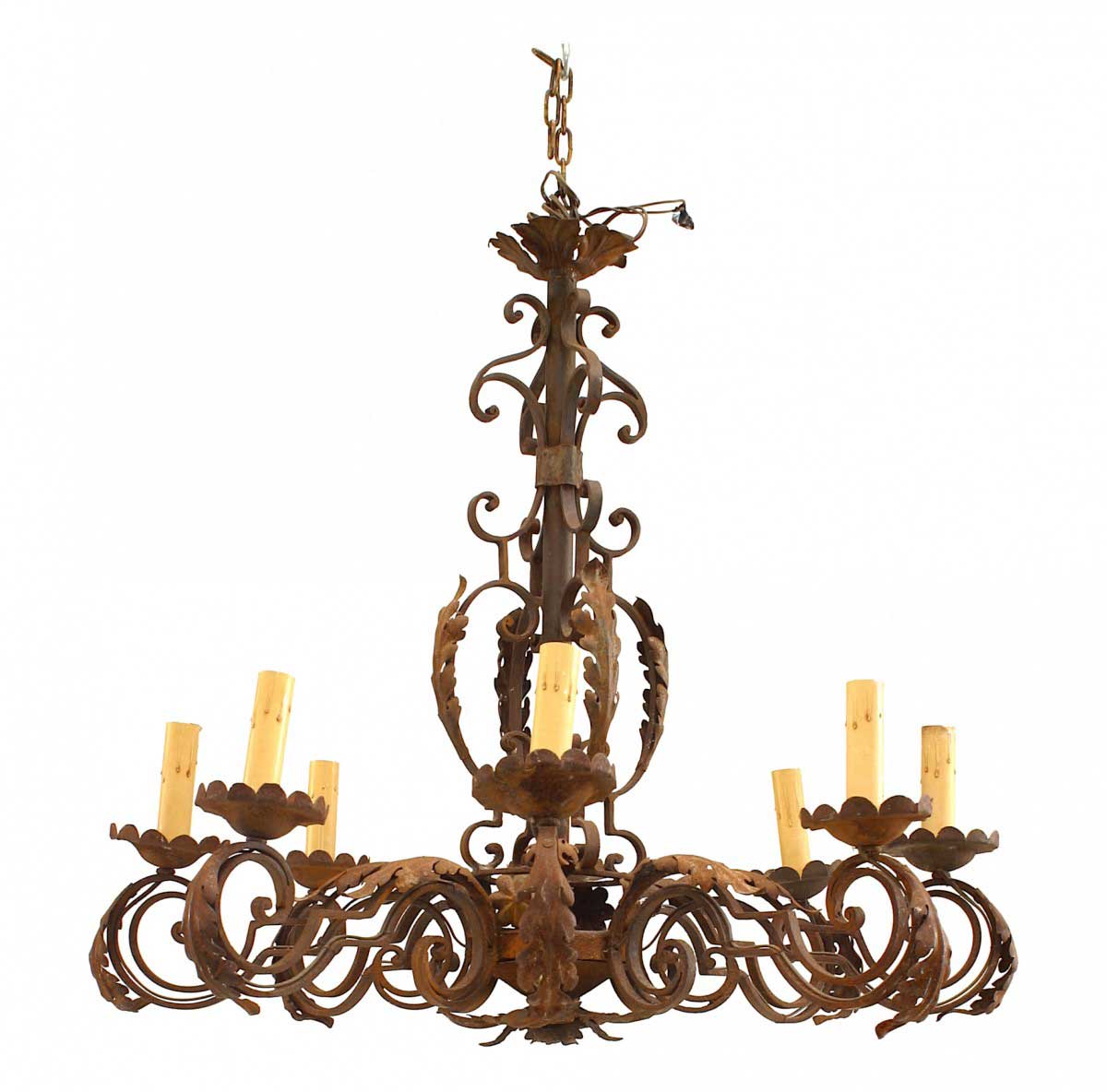 Italian renaissance style wrought iron chandelier