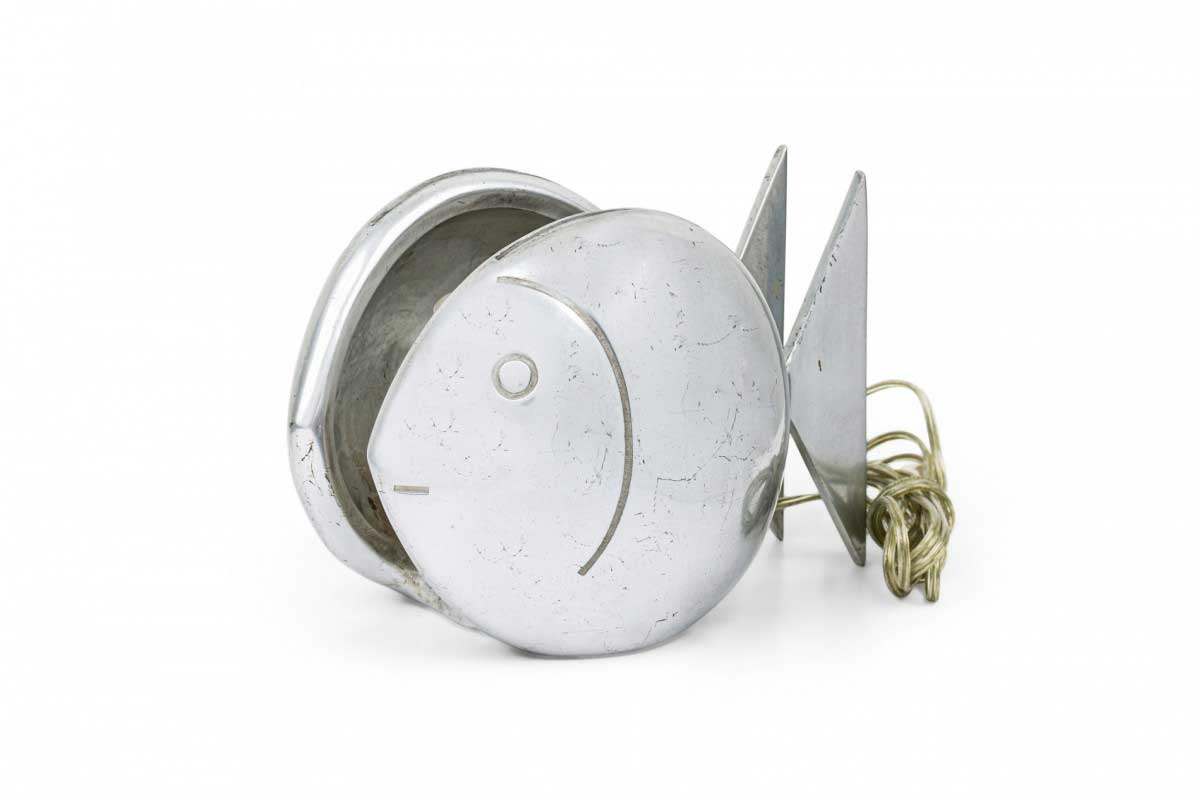 French art deco pewter fish table lamp