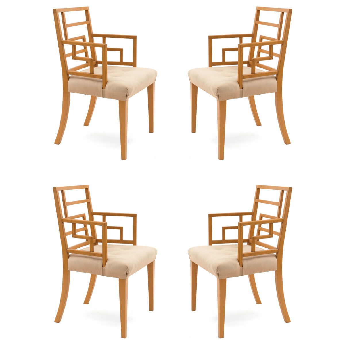English maple geometric arm chairs