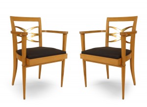 French sycamore gilded arm chairs
