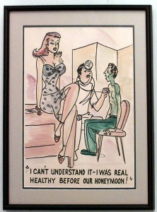 Paintings art cartoon mid century american watercolor 058808a