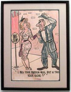 Paintings art cartoon mid century american watercolor 058822a 1