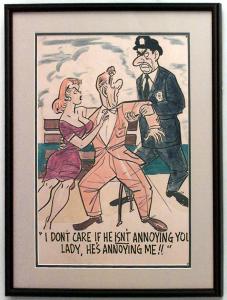 Paintings art cartoon mid century american watercolor 058823a 1