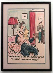 American mid century watercolor caricature 14