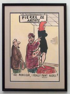 American mid century watercolor caricature