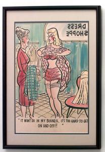 American mid century watercolor caricature 11