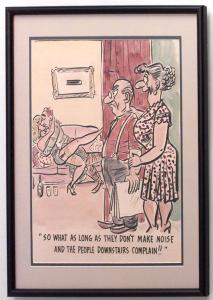 Paintings art cartoon mid century american watercolor 058835 1