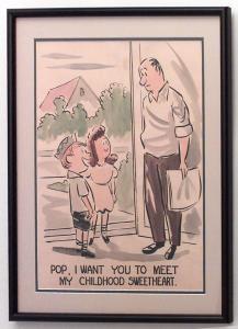 Paintings art cartoon mid century american watercolor 058837 1