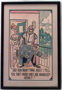 Paintings art cartoon mid century american watercolor 058844 1