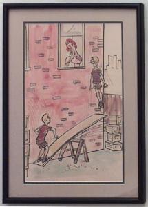 Paintings art cartoon mid century american watercolor 058852 1