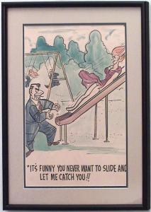 Paintings art cartoon mid century american watercolor 058854 1