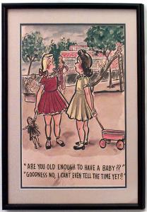 Paintings art cartoon mid century american watercolor 058859 1