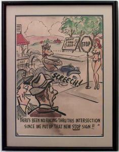 Paintings art cartoon mid century american watercolor 058885 1