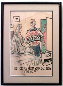 Paintings art cartoon mid century american watercolor 058903