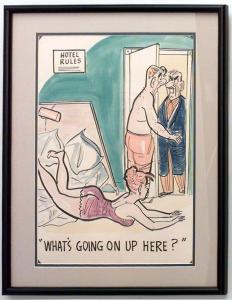 Paintings art cartoon mid century american watercolor 058917 1