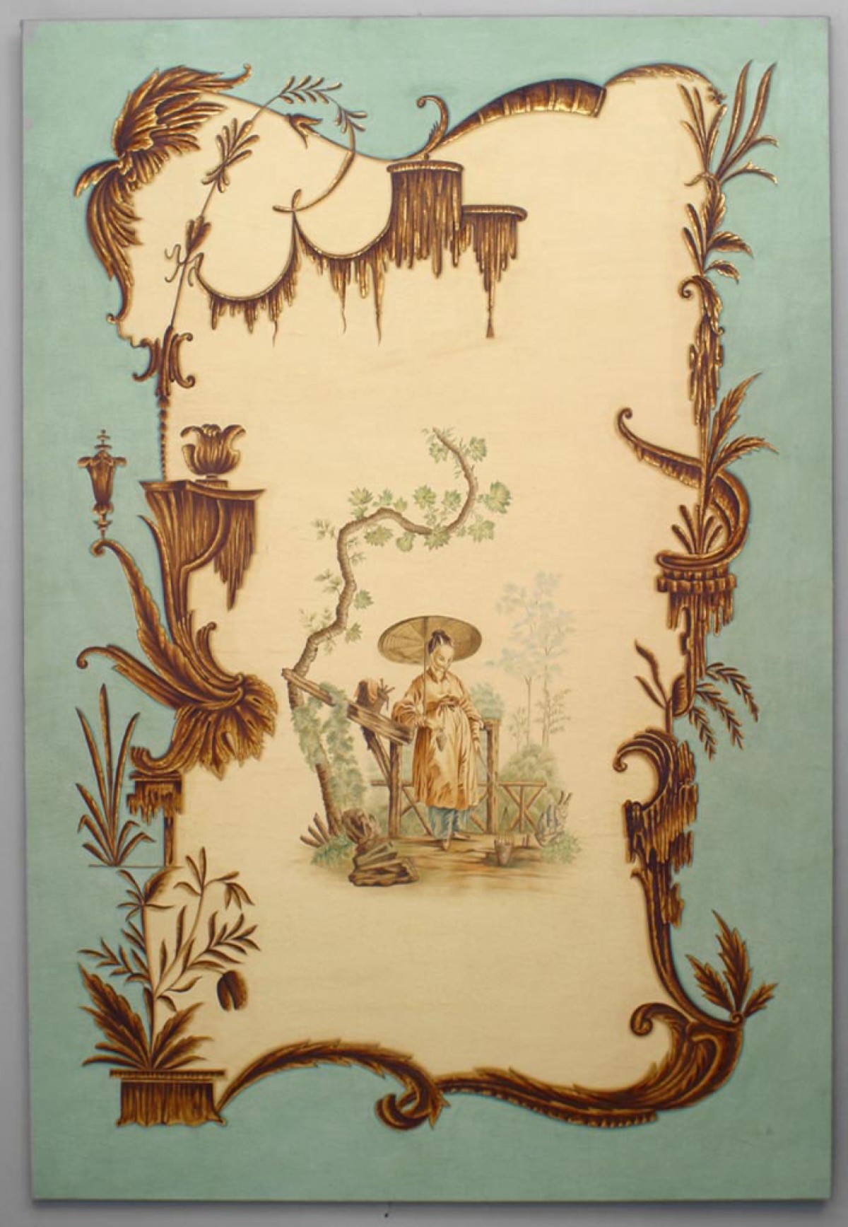 Louis xv oil celadon chinoiserie genre scenes b