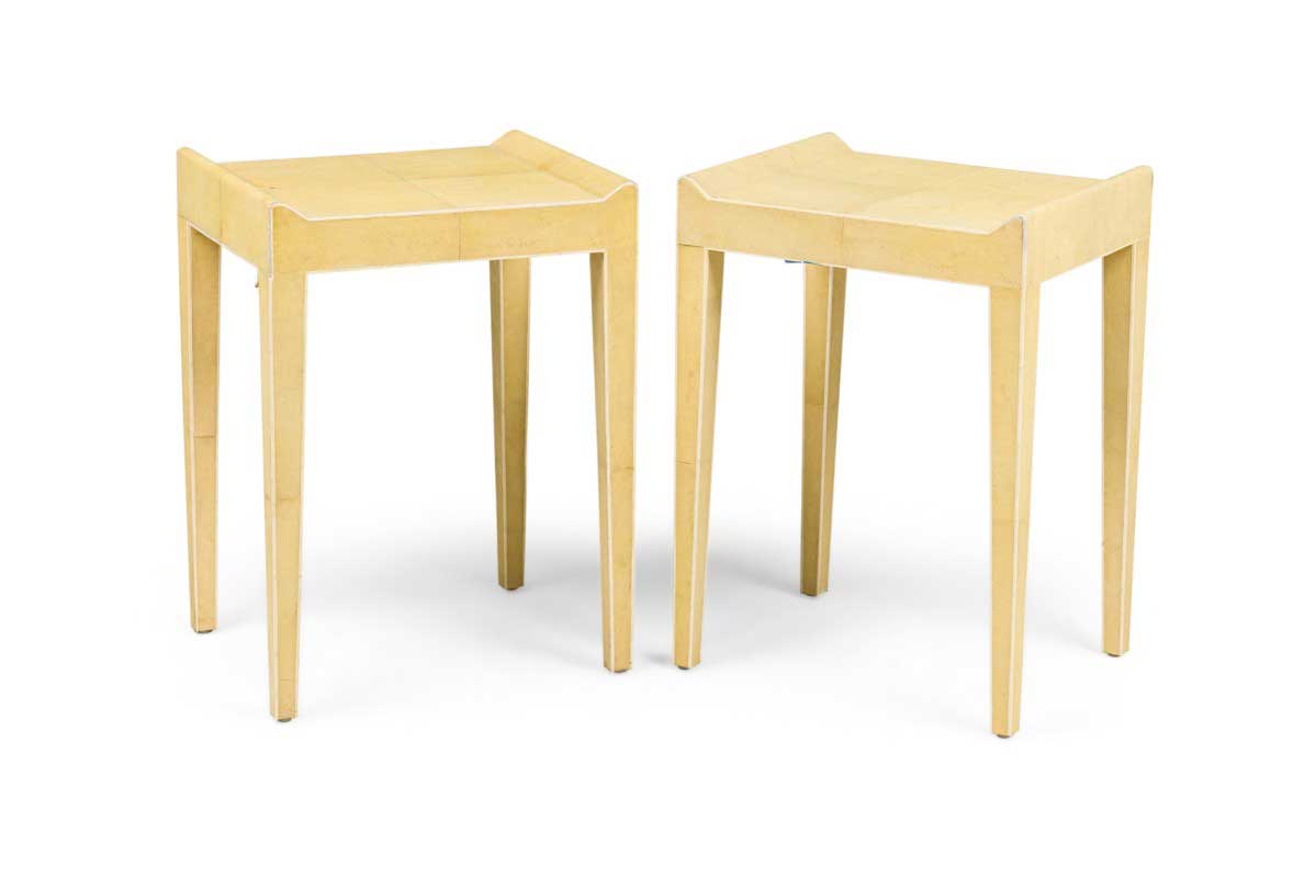 French art deco style green shagreen end tables