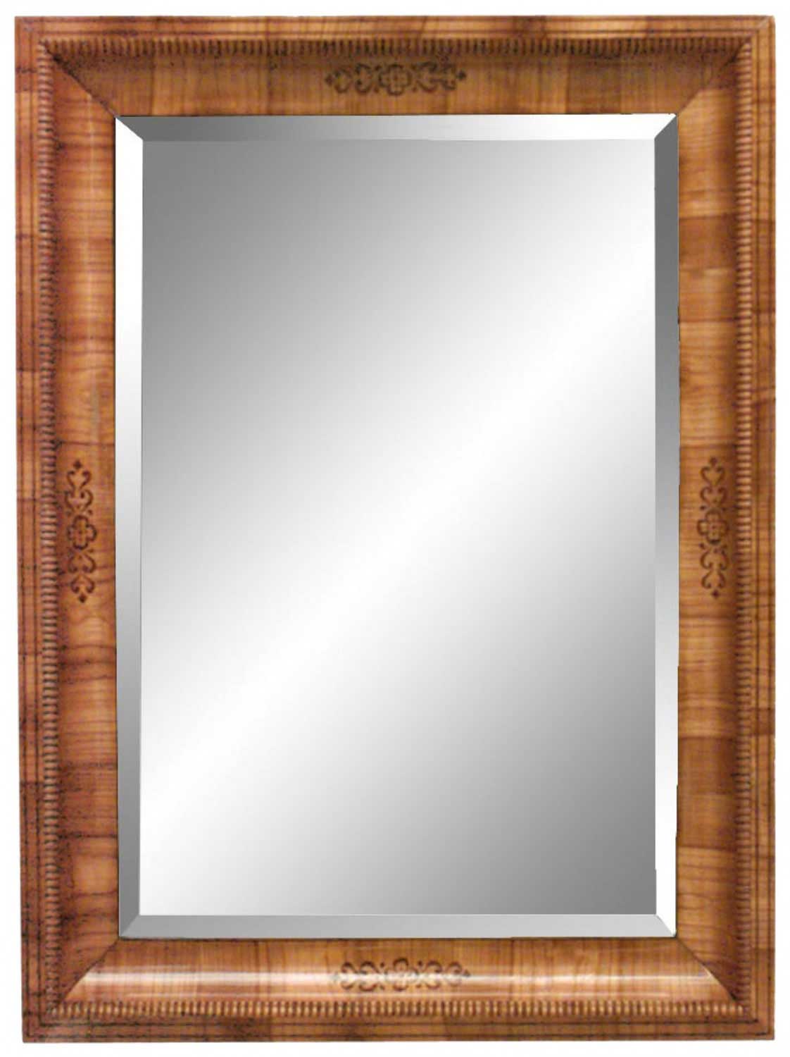 Austrian biedermeier cherrywood and walnut wall mirror