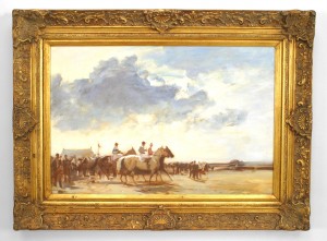 English horse jockey oil painting