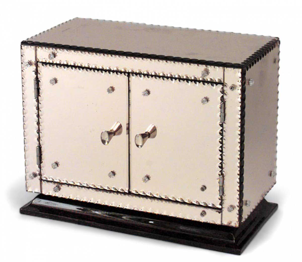 French mid century mirrored miniature cabinet 1