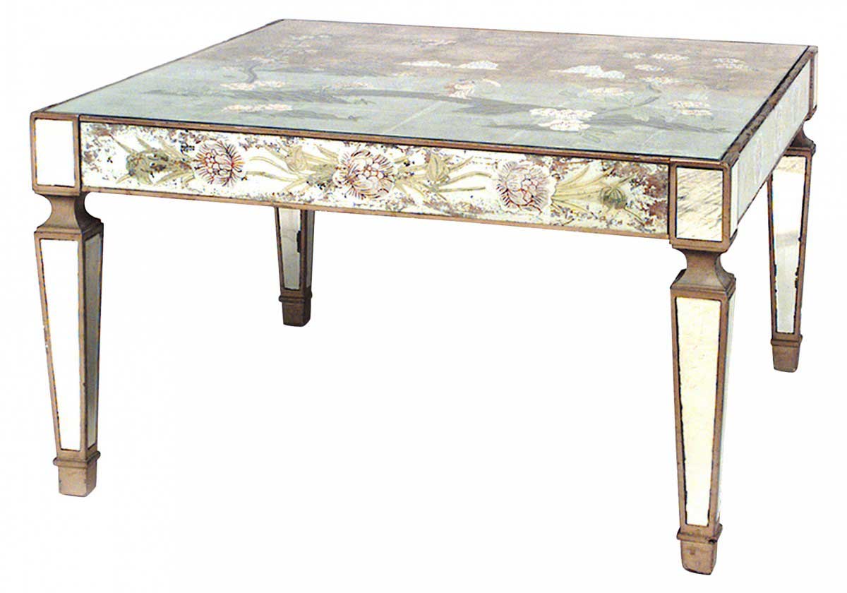 Italian chinoiserie mirrored coffee table