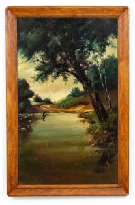 American country landscape of ducks by a pond