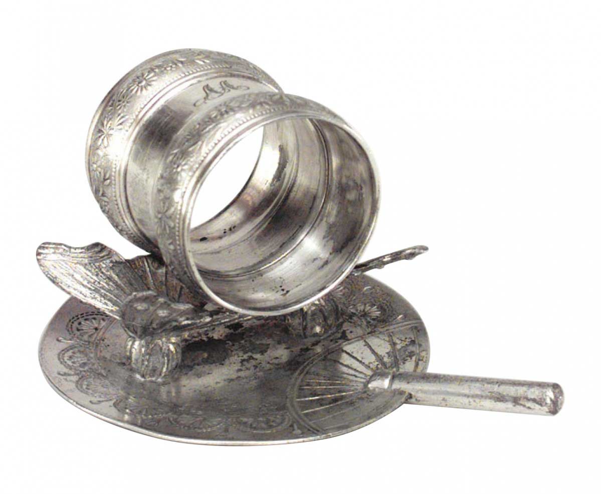 English victorian silver plate napkin holder