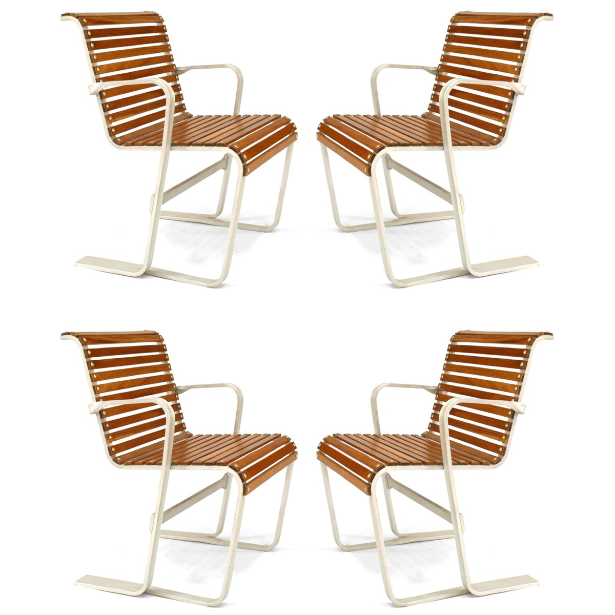 Art moderne aluminum arm chairs