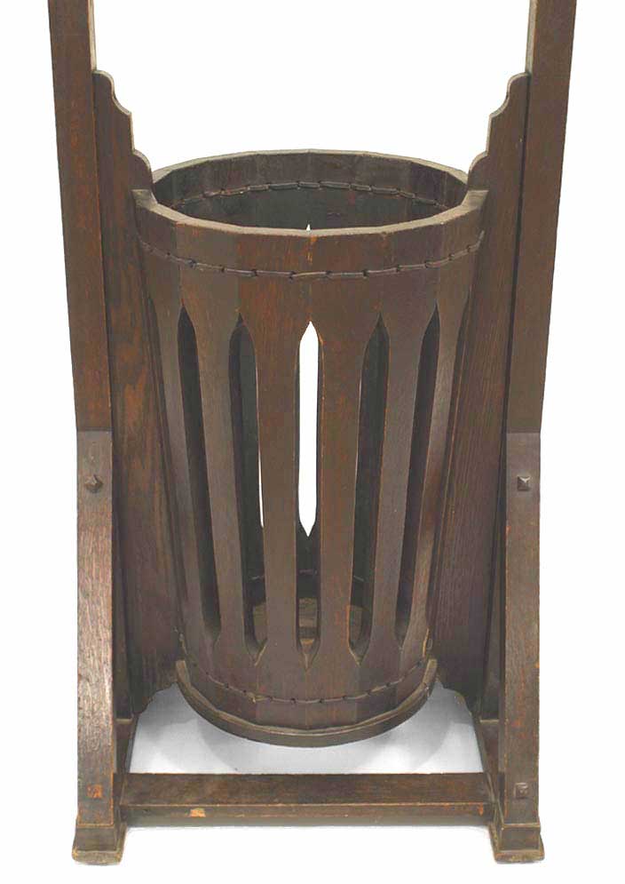 Arts crafts oak barrel umbrella stand