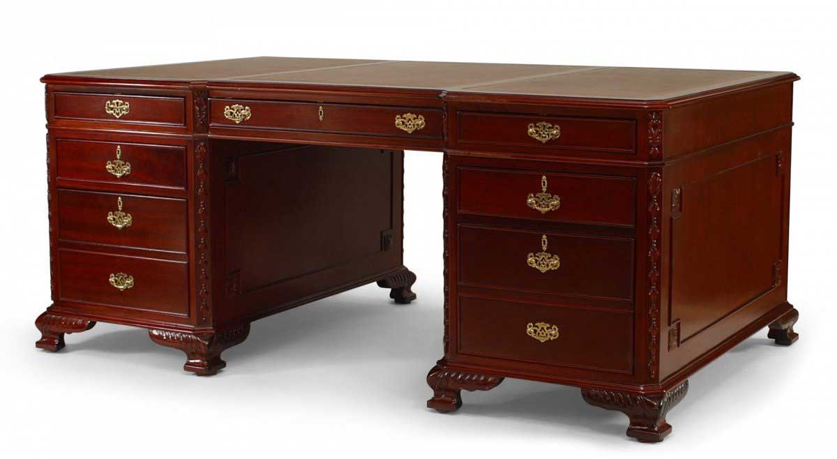 English georgian mahogany partner s desk