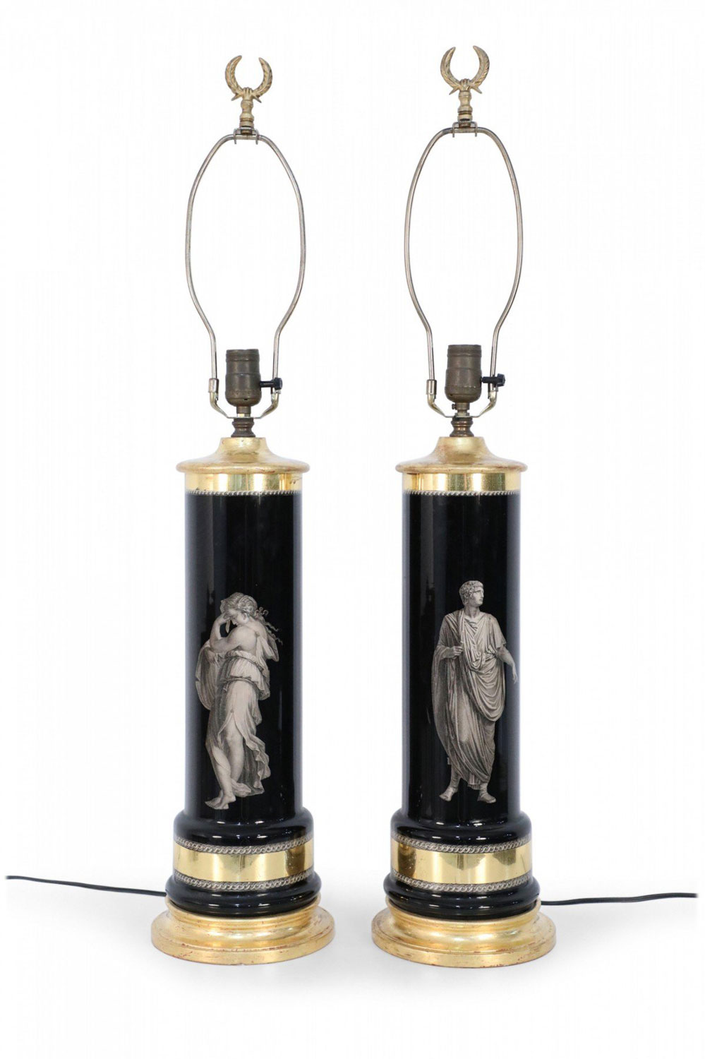 Italian mid century eglomise glass table lamps 1