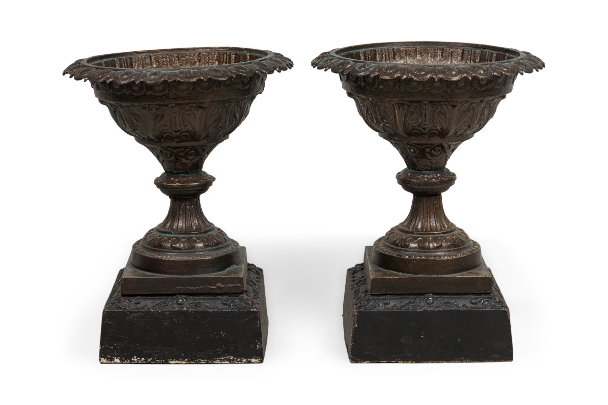Victorian cast iron outdoor urns 1