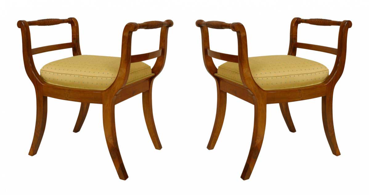 South german biedermeier walnut bench 1