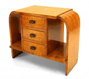 French art deco burl maple end table