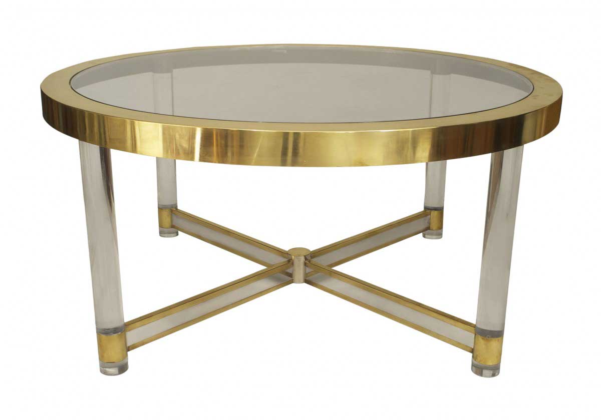 French mid century glass and brass dining table 1