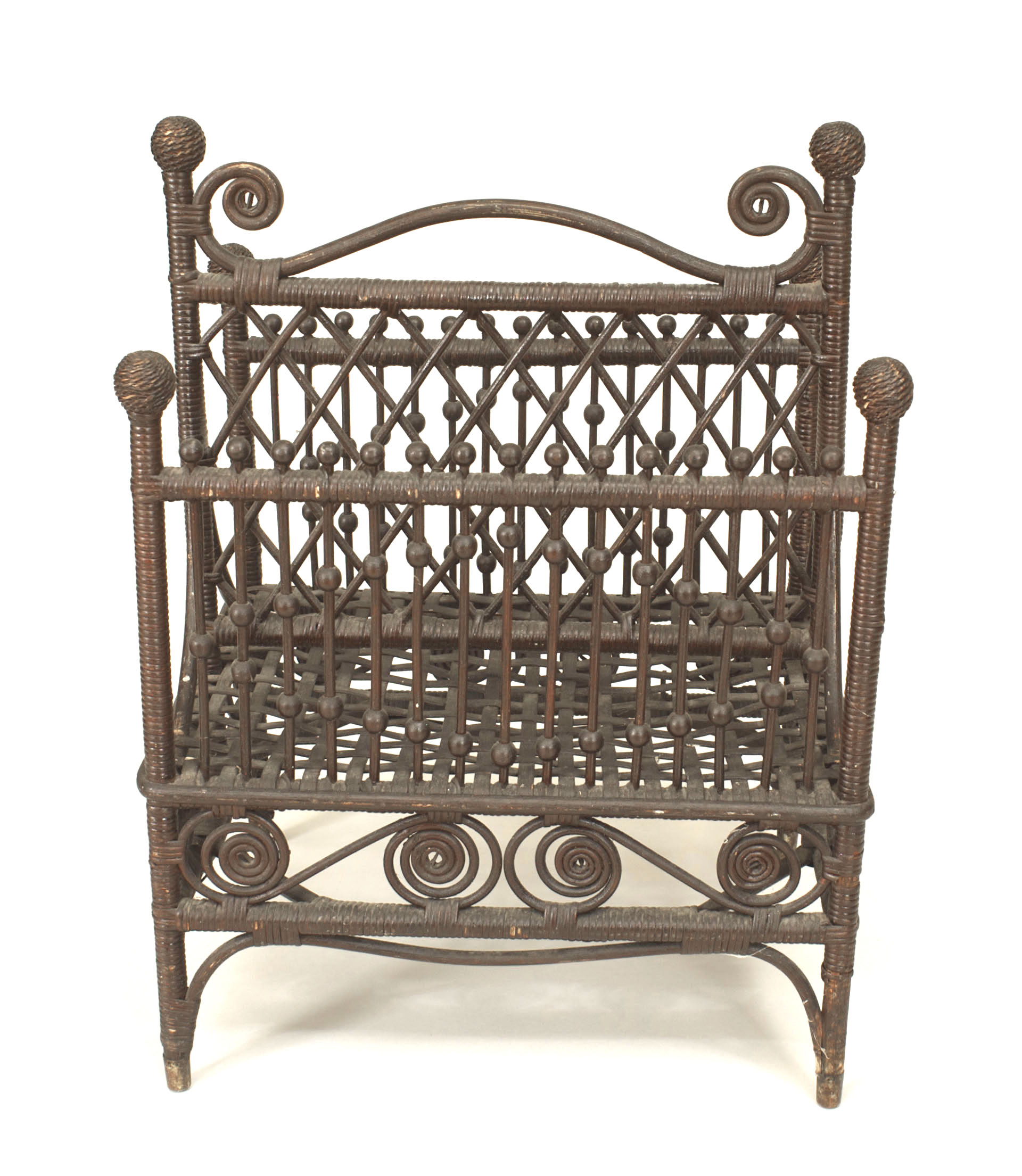 American victorian wicker magazine rack