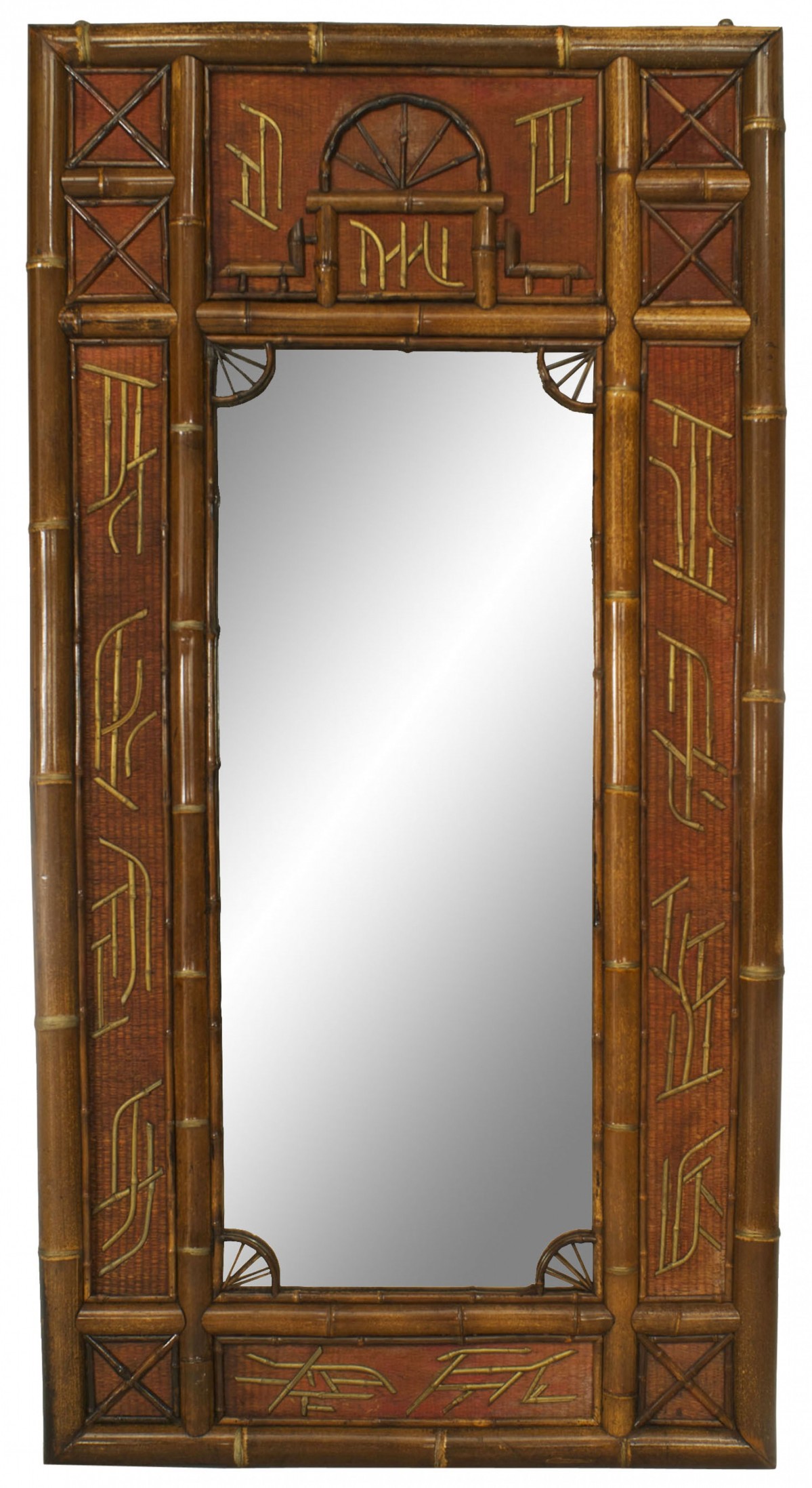 English victorian bamboo and rush wall mirror 1